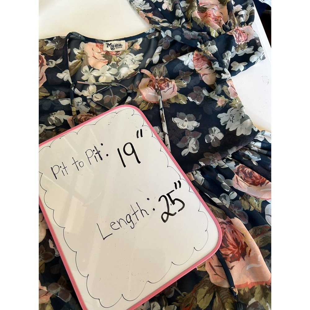 Show Me Your Mumu Womens Sz M floral Bell Sleeve Blouse black and pink see thru - Picture 8 of 8